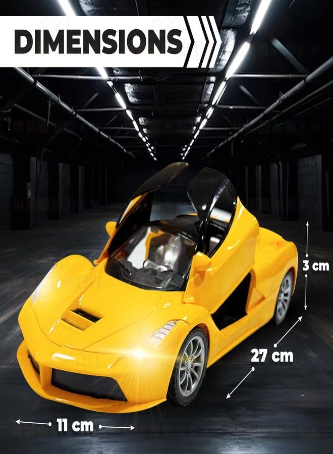 ويمبلي سيارة ويمبلي عالية السرعة قابلة لإعادة الشحن تعمل بجهاز تحكم عن بعد للأطفال، مزودة بأبواب قابلة للفتح وإضاءة LED، لعبة سيارة سباق رياضية فائقة | هدية عيد ميلاد للأولاد - أصفر - Image 2